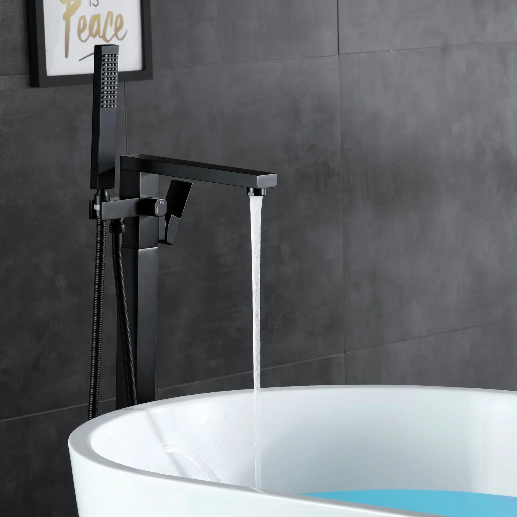 Freestanding tub filler — matte black