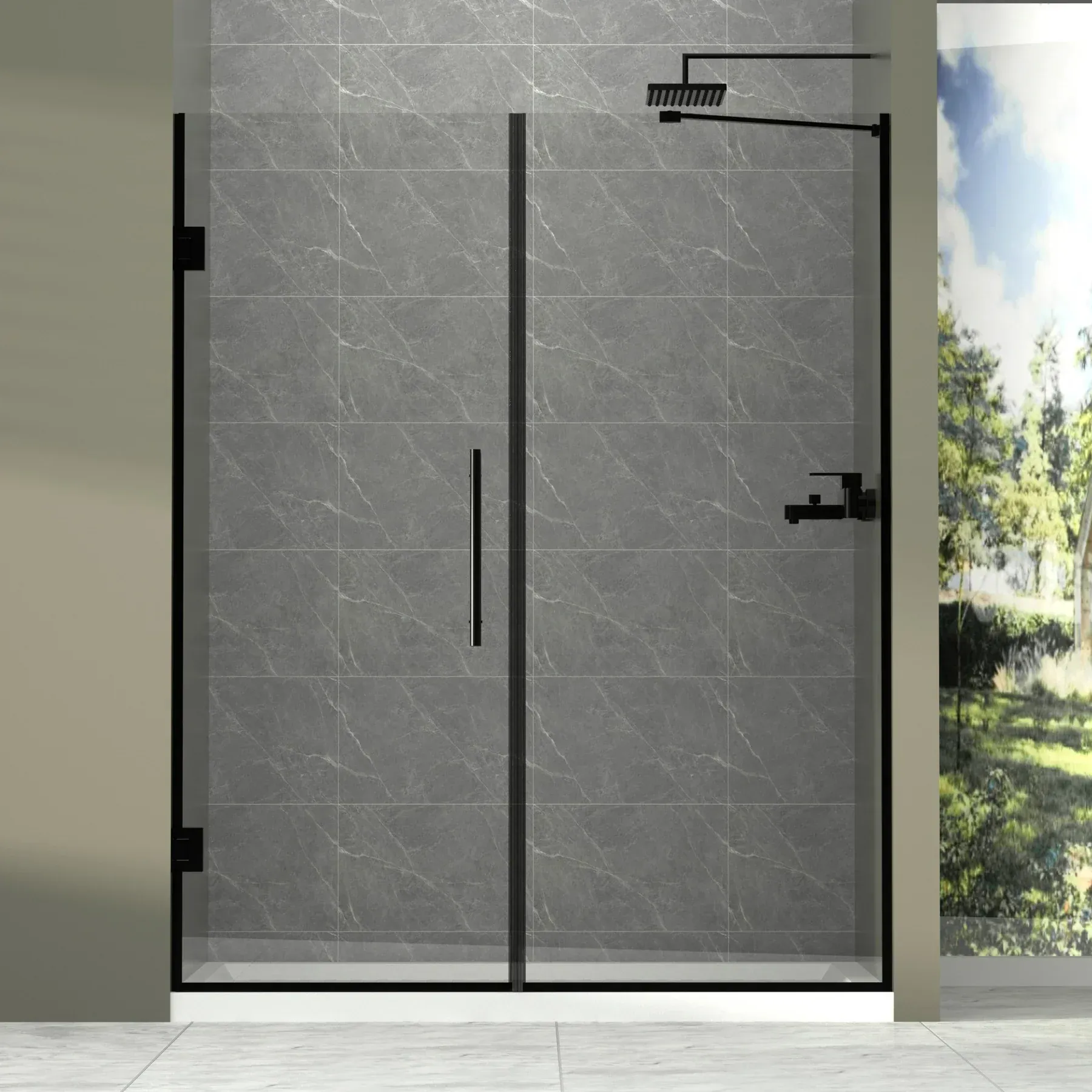 Rain shower system — brushed nickel