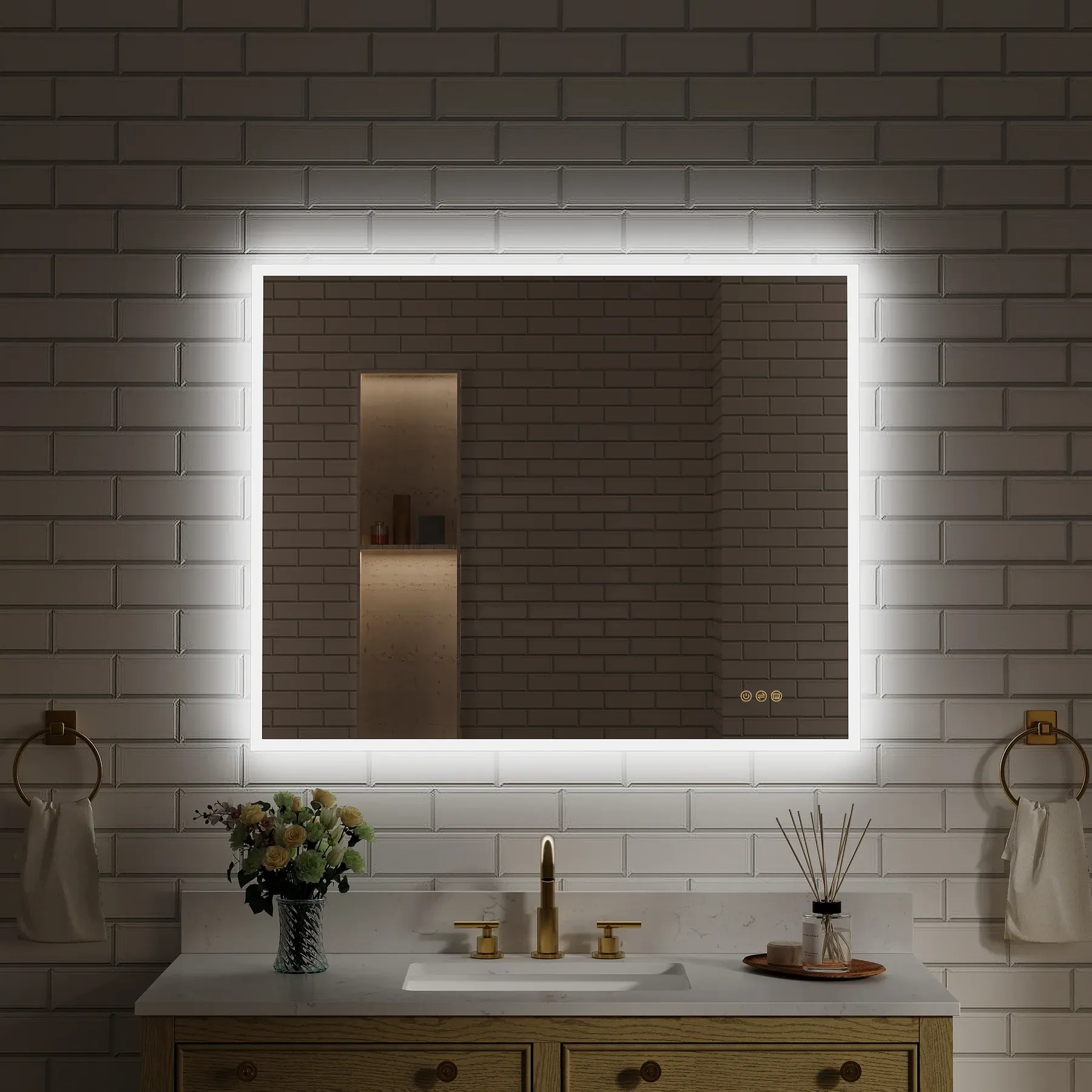36" floating vanity — white oak