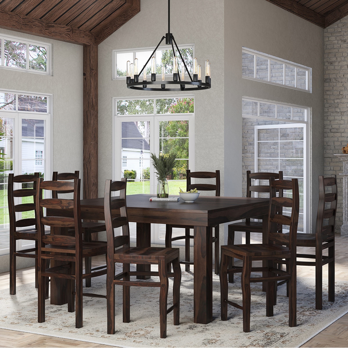 Kansas City Rustic Farmhouse Counter Height Square Dining Set