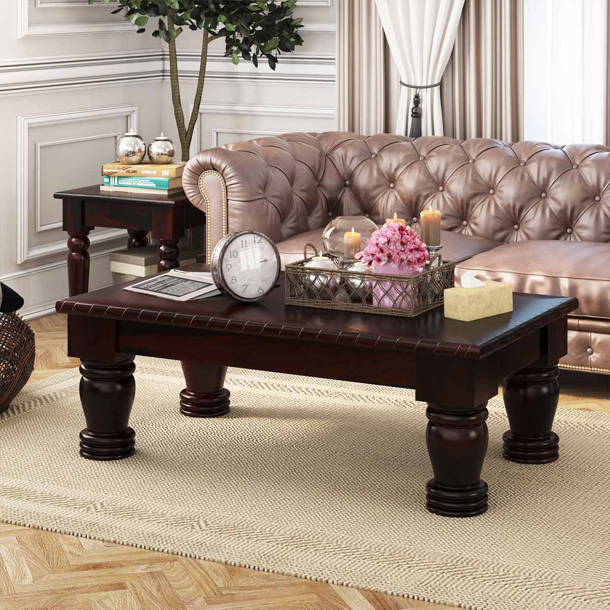Vallecito Rustic Solid Wood Large Rectangle Coffee Table