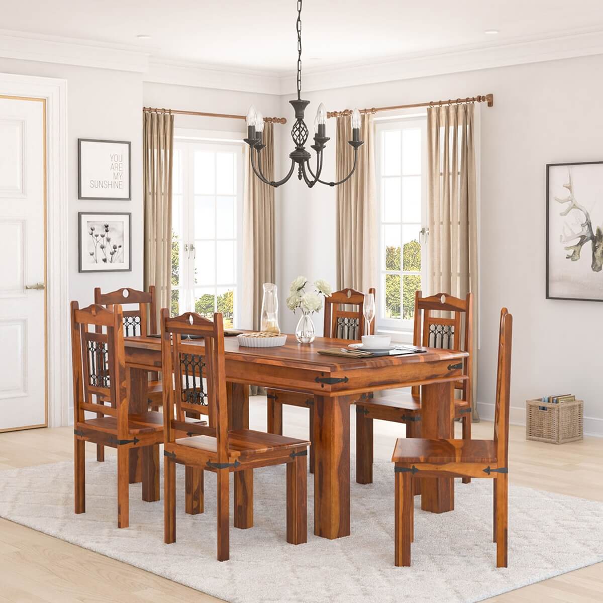 Philadelphia Solid Wood Classic Transitional Dining Room Table Set