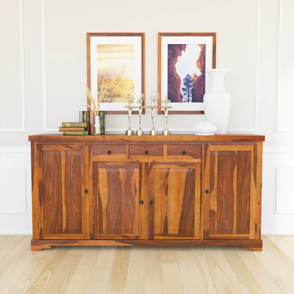 Santa Cruz Solid Wood Home Office Credenza Cabinet