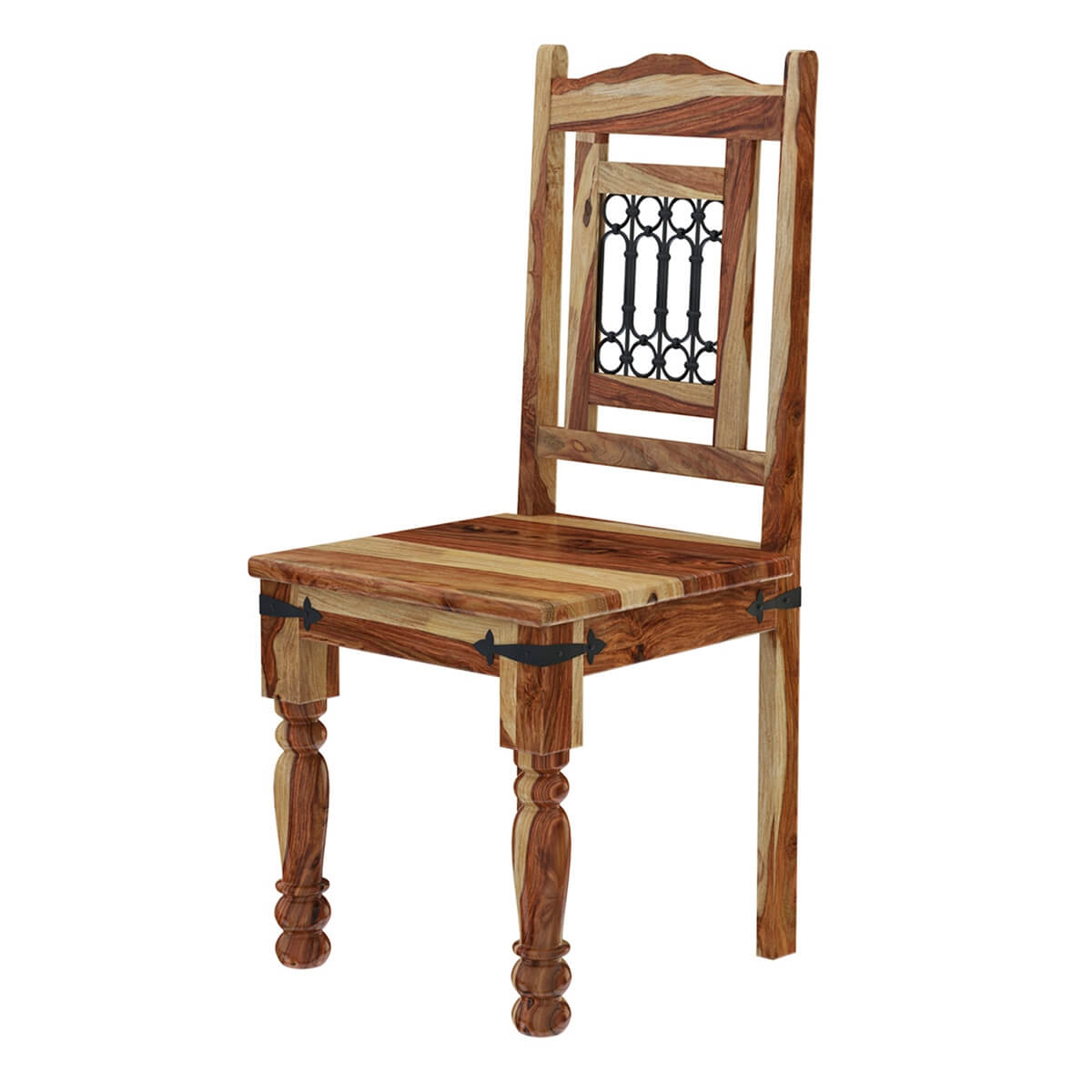 Peoria Solid Wood & Wrought Iron Rustic Kitchen Dining Chair