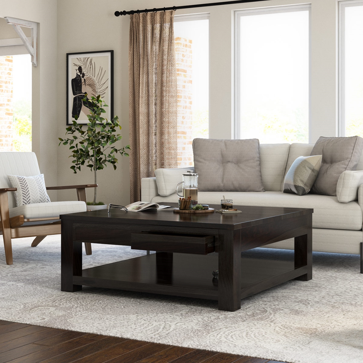 Glencoe Contemporary Style Large Square Coffee Table