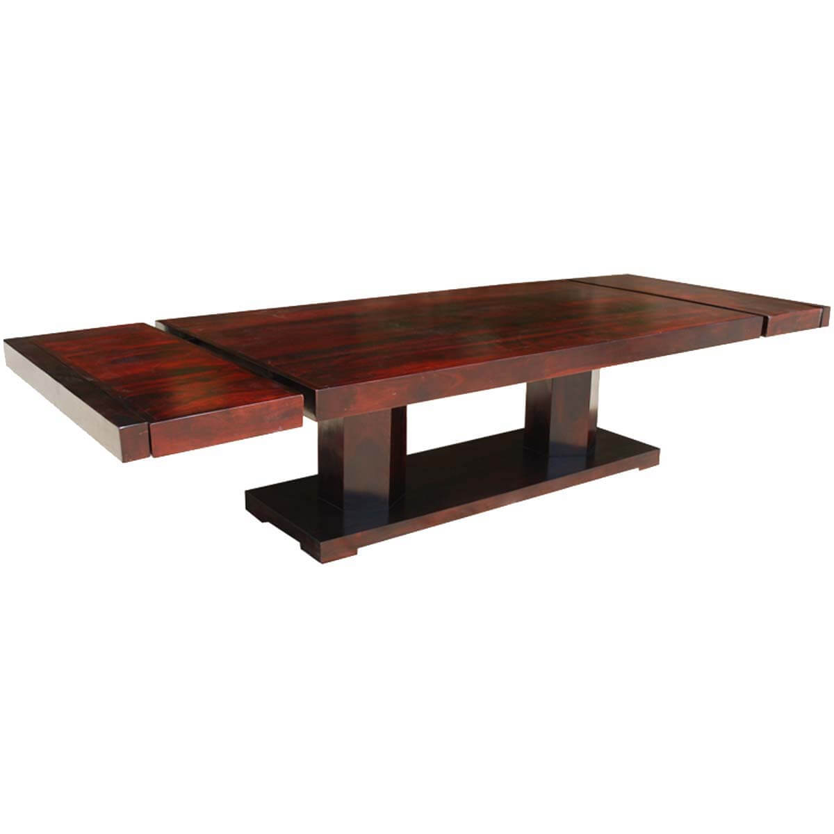 Extra Large Solid Wood Double Pedestal Extendable Dining Table for 12