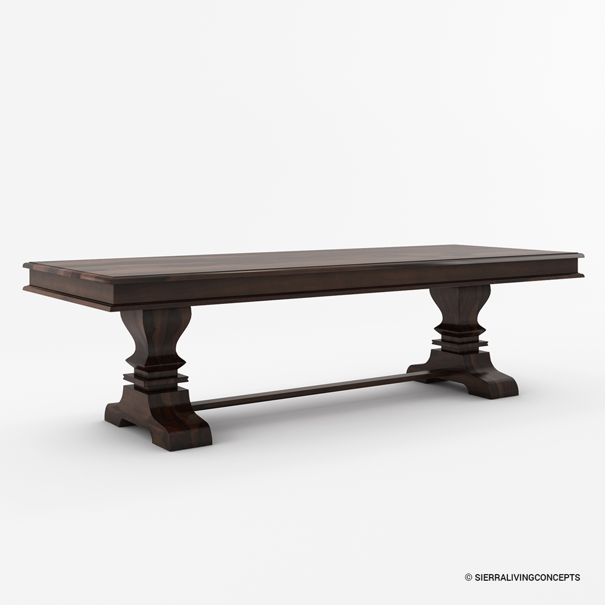 Tiraspol Solid Wood Large Rectangle Trestle Pedestal Dining Table