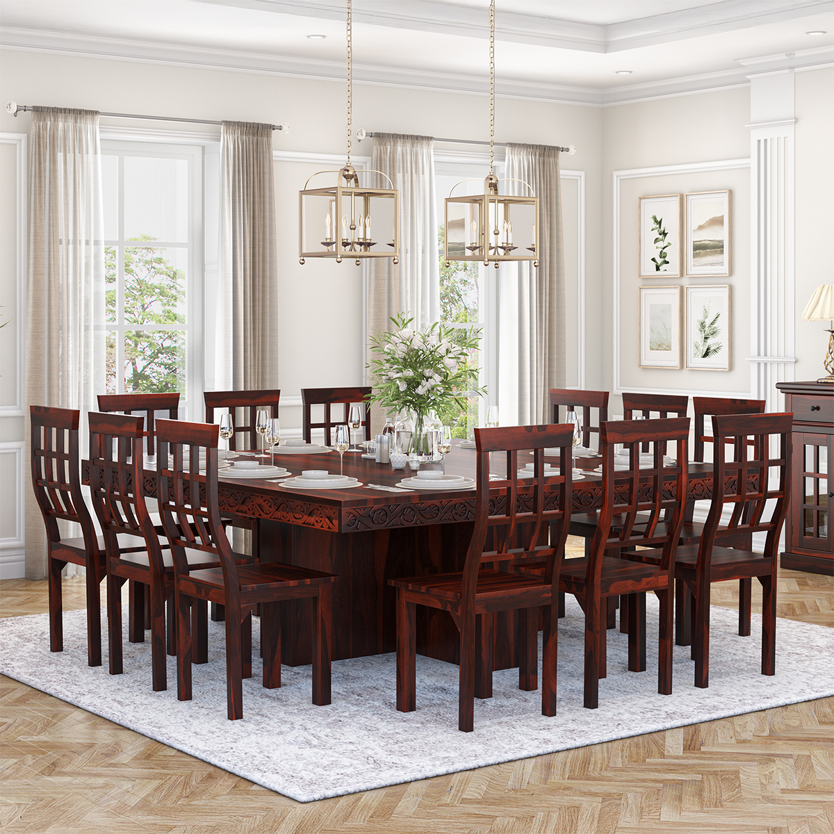 Dallas Ranch Solid Wood Square Dining Room Table Set