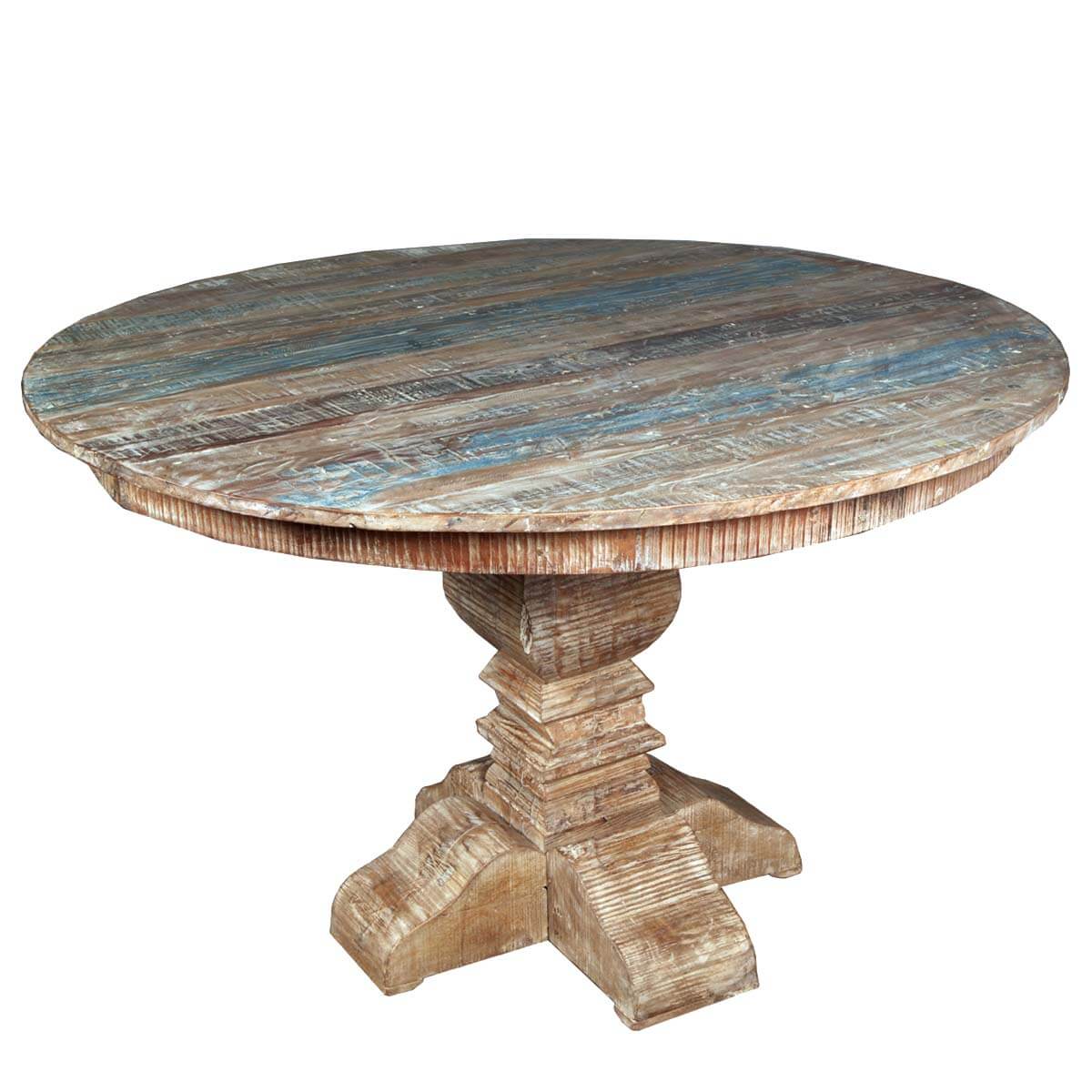 French Quarter Rustic Reclaimed Wood Round Small Kitchen Table