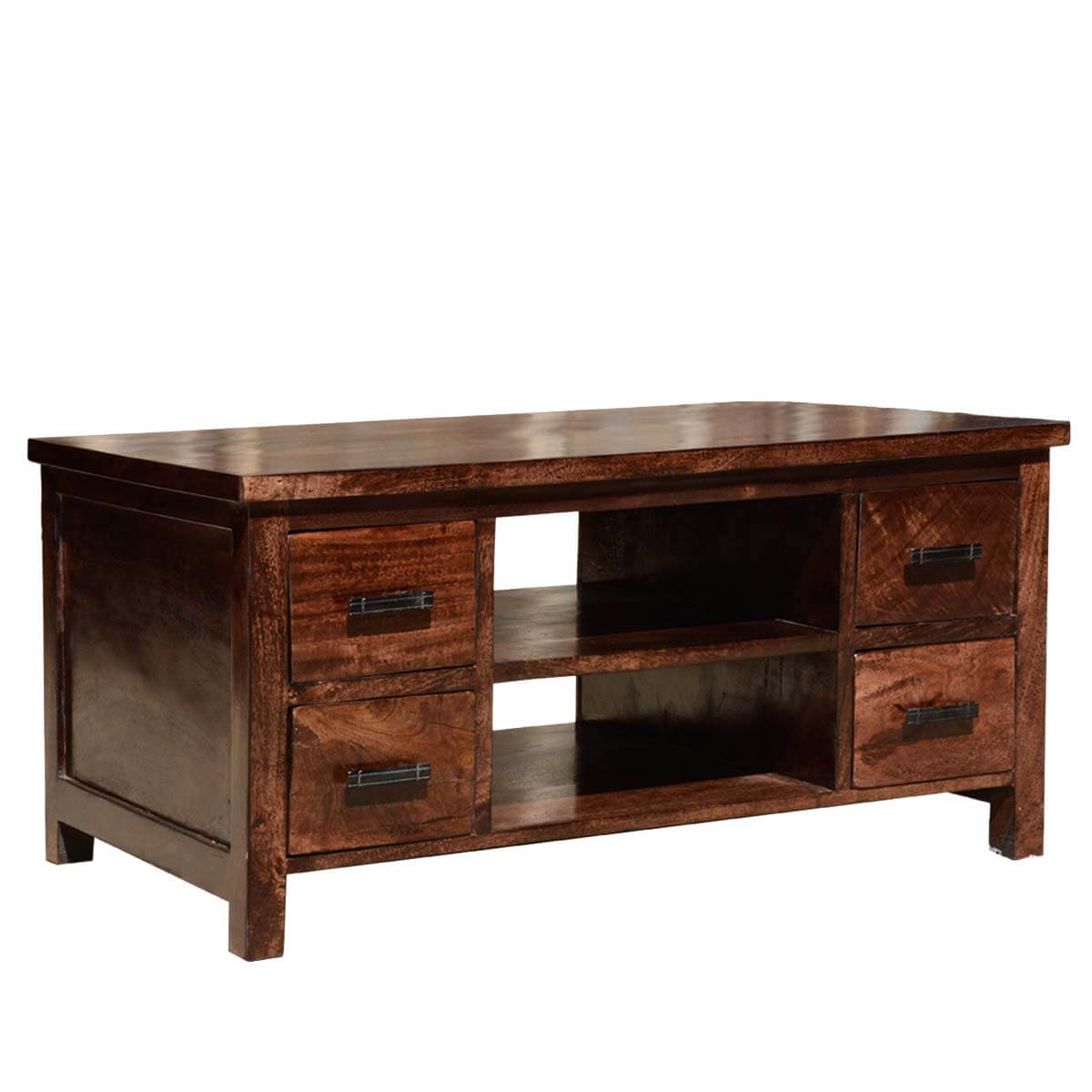 Daytona Solid Wood Open Back 4 Drawer Media TV Stand