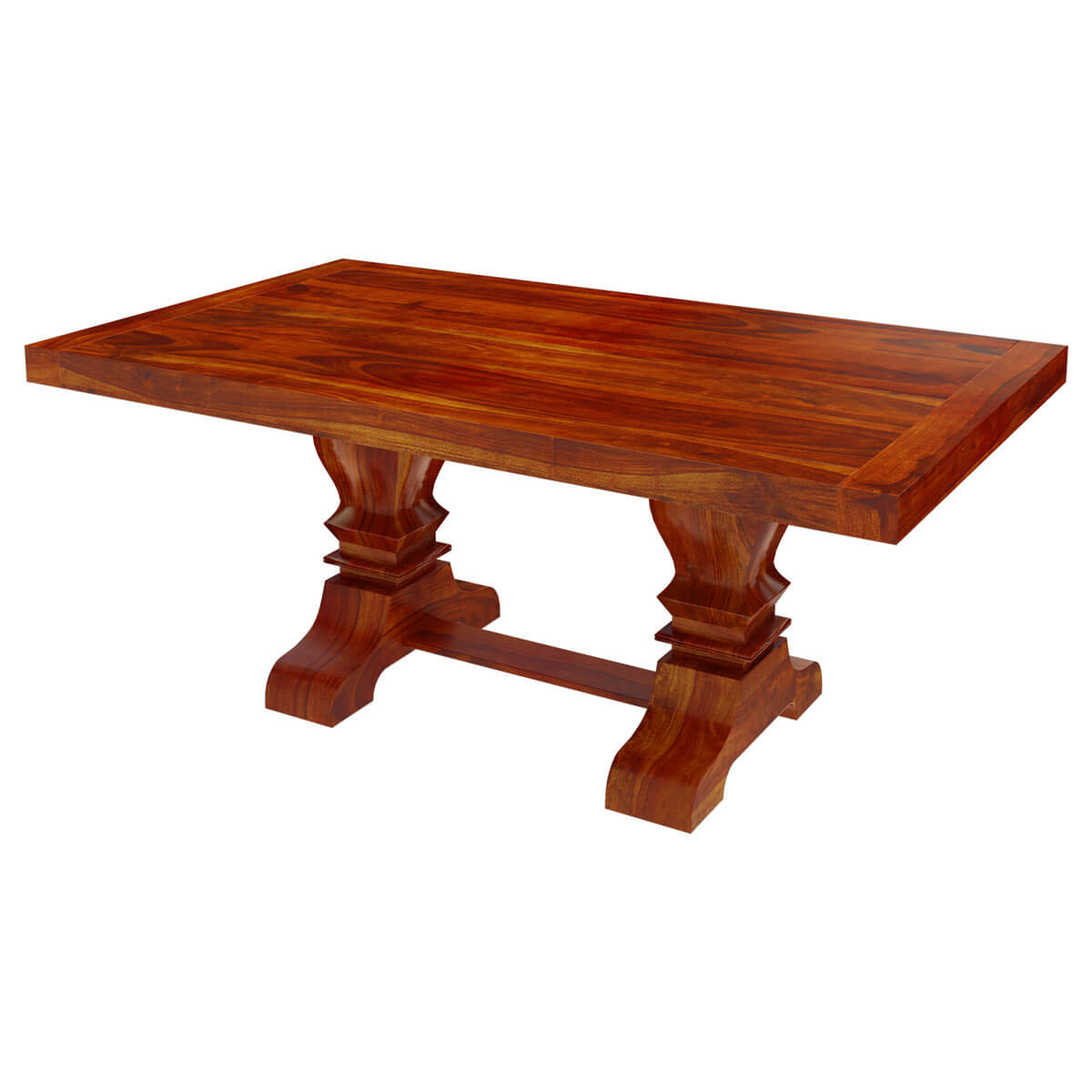 Siena Rustic Solid Wood Double Pedestal Trestle Dining Table