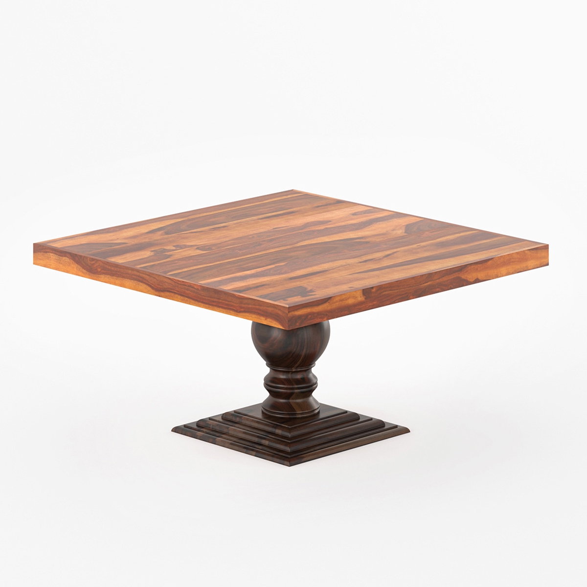 Minneapolis Farmhouse Solid Wood Pedestal Square Dining Table For 8