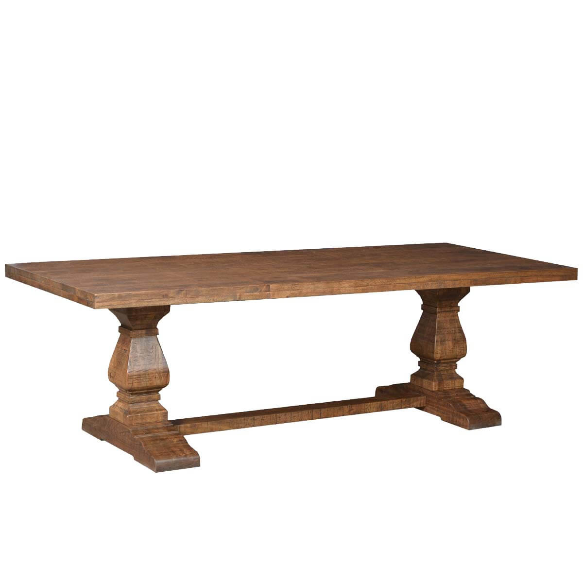 Chireno Rustic Solid Wood Trestle Pedestal Farmhouse Dining Table