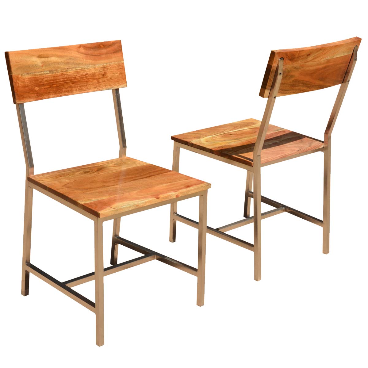 Solid Wood & Iron Rustic Dining Chair (Set Of 2)