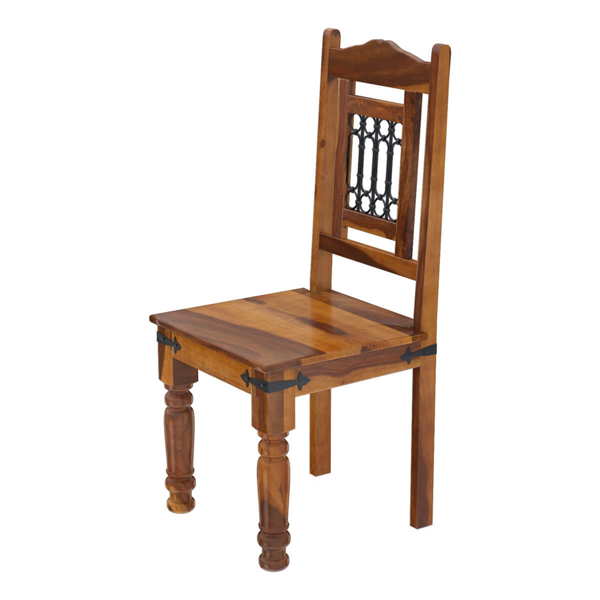 San Francisco Transitional Rustic Solid Wood and Iron Grill Dining Chair