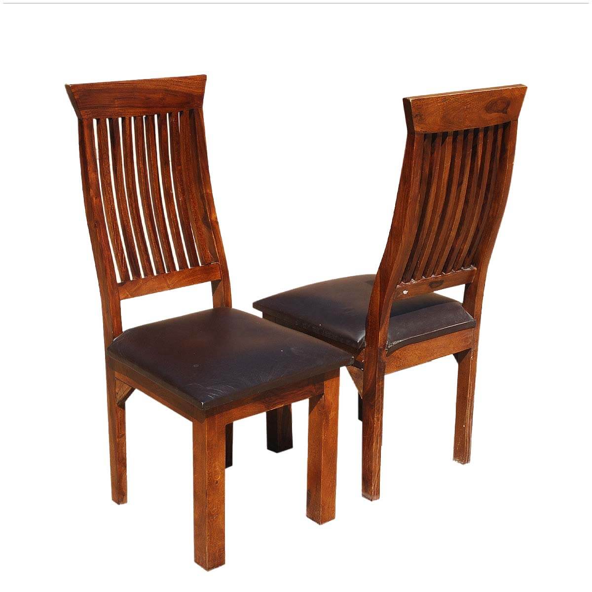 Ergonomic Solid Wood & Leather Dining Chair Set of 2
