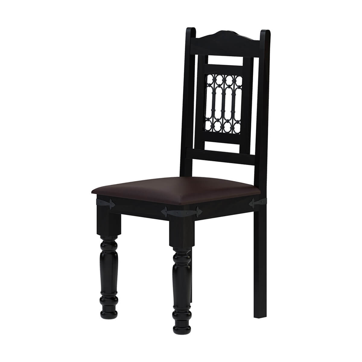 Harold Traditional Solid Rosewood Leather & Iron Dining Chair