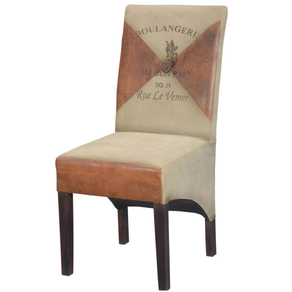 Stylish Contemporary Leather and Fabric Upholstered Parson Chair
