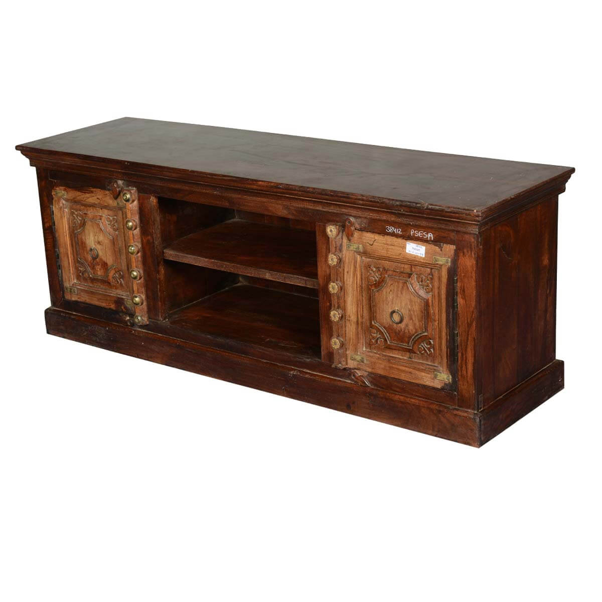 Dutch 17thC Fusion Reclaimed Wood Carved TV Console Media Cabinet