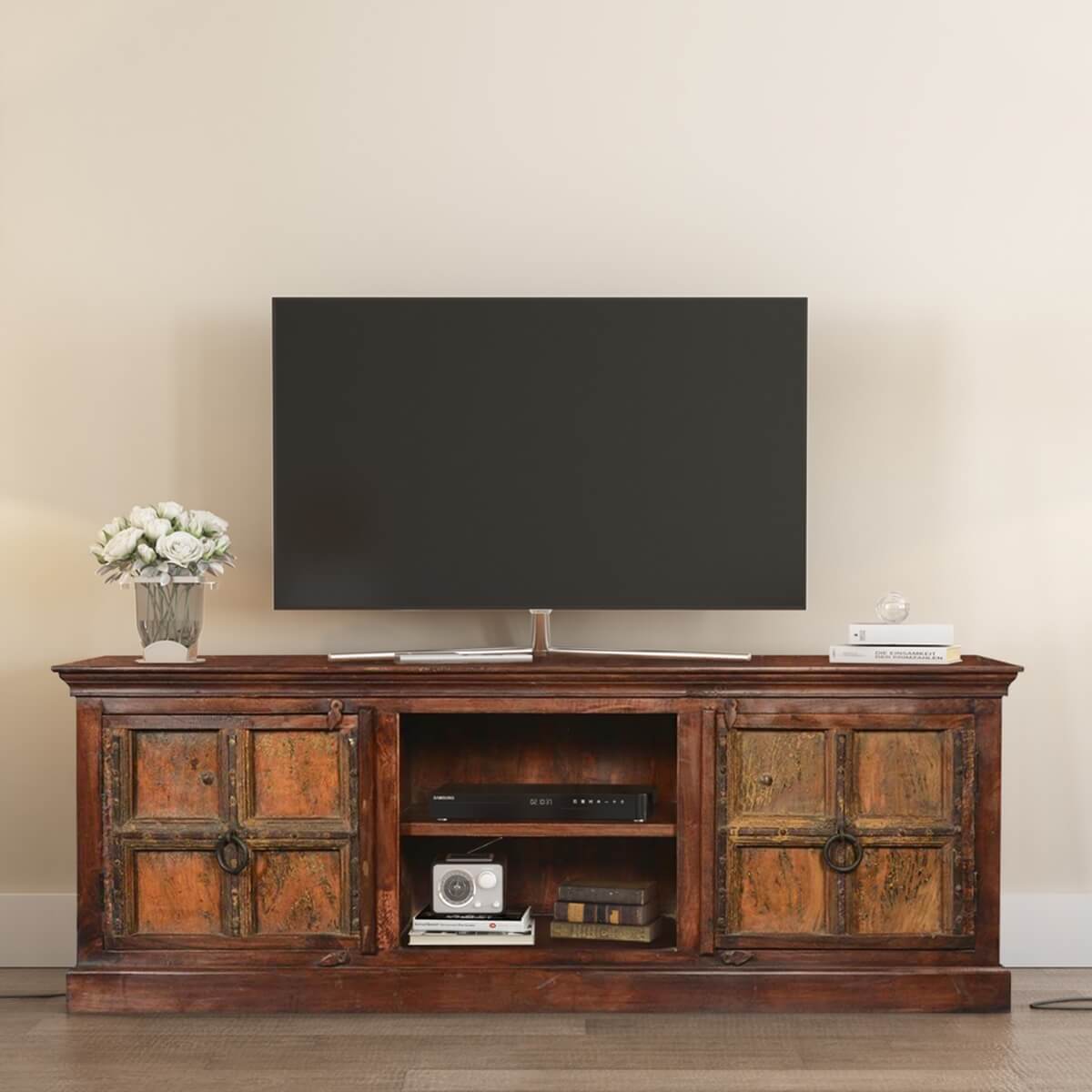 Sunset Gothic Mango & Reclaimed Wood TV Console Media Cabinet
