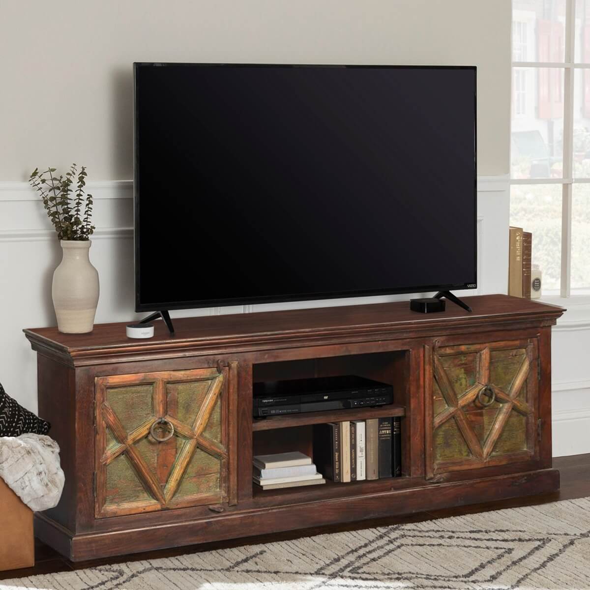 Arrowhead Mango & Reclaimed Wood Large TV Stand Media Console Cabinet