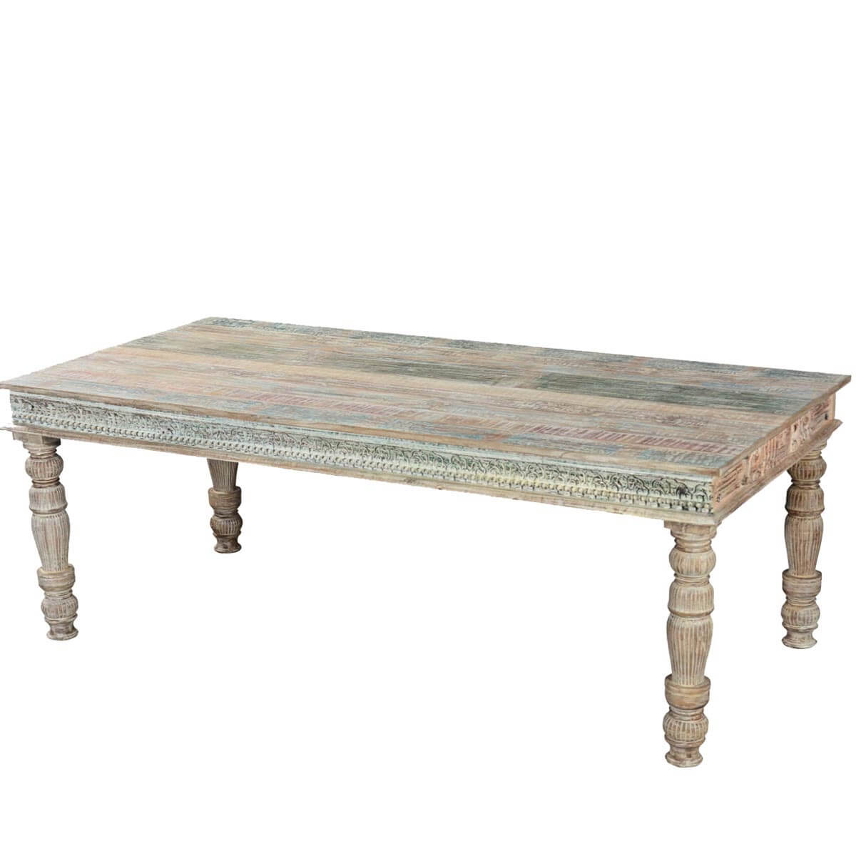 Winter White Solid Mango Wood 84" Dining Table