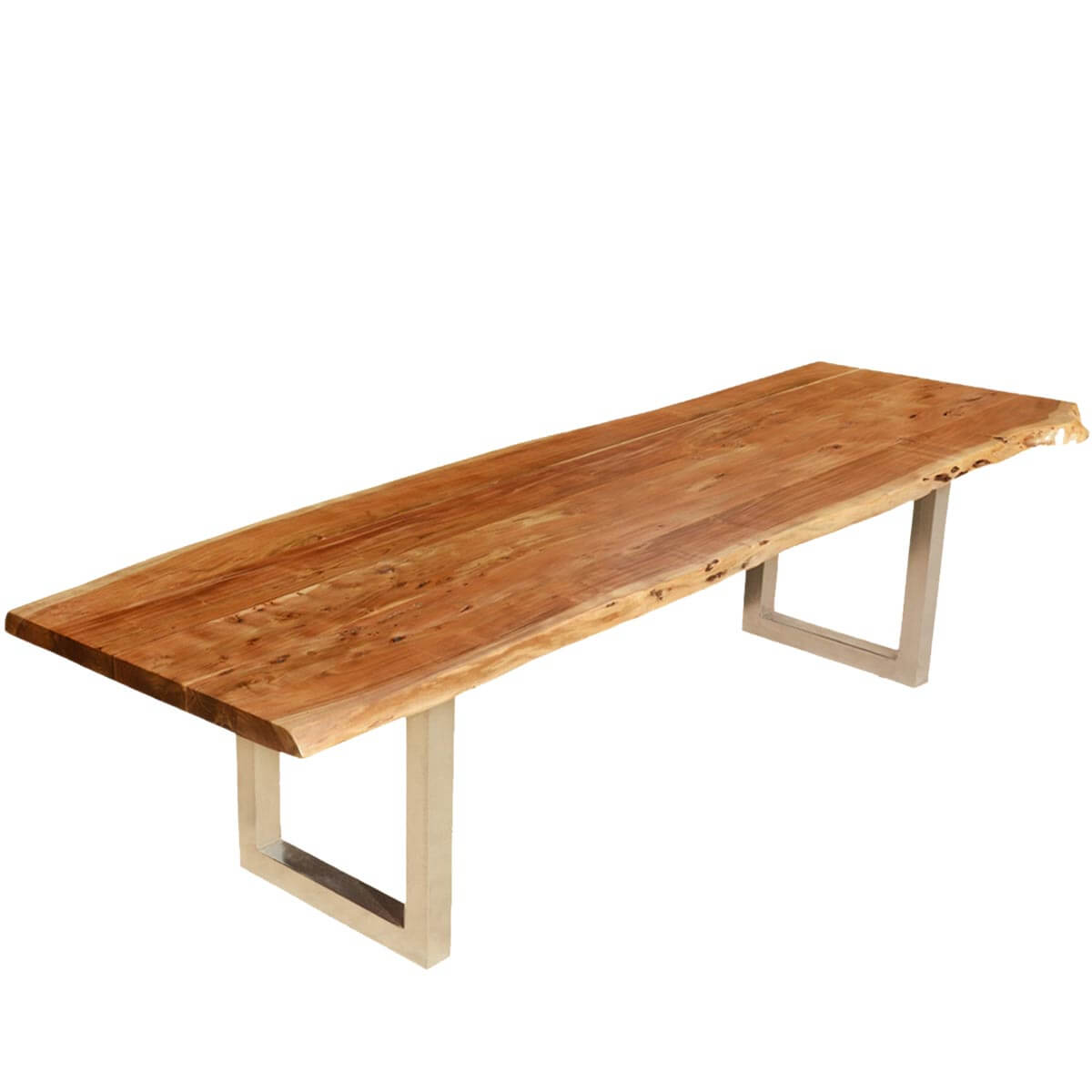 Modern Live Edge Dining Table Acacia Wood & Iron
