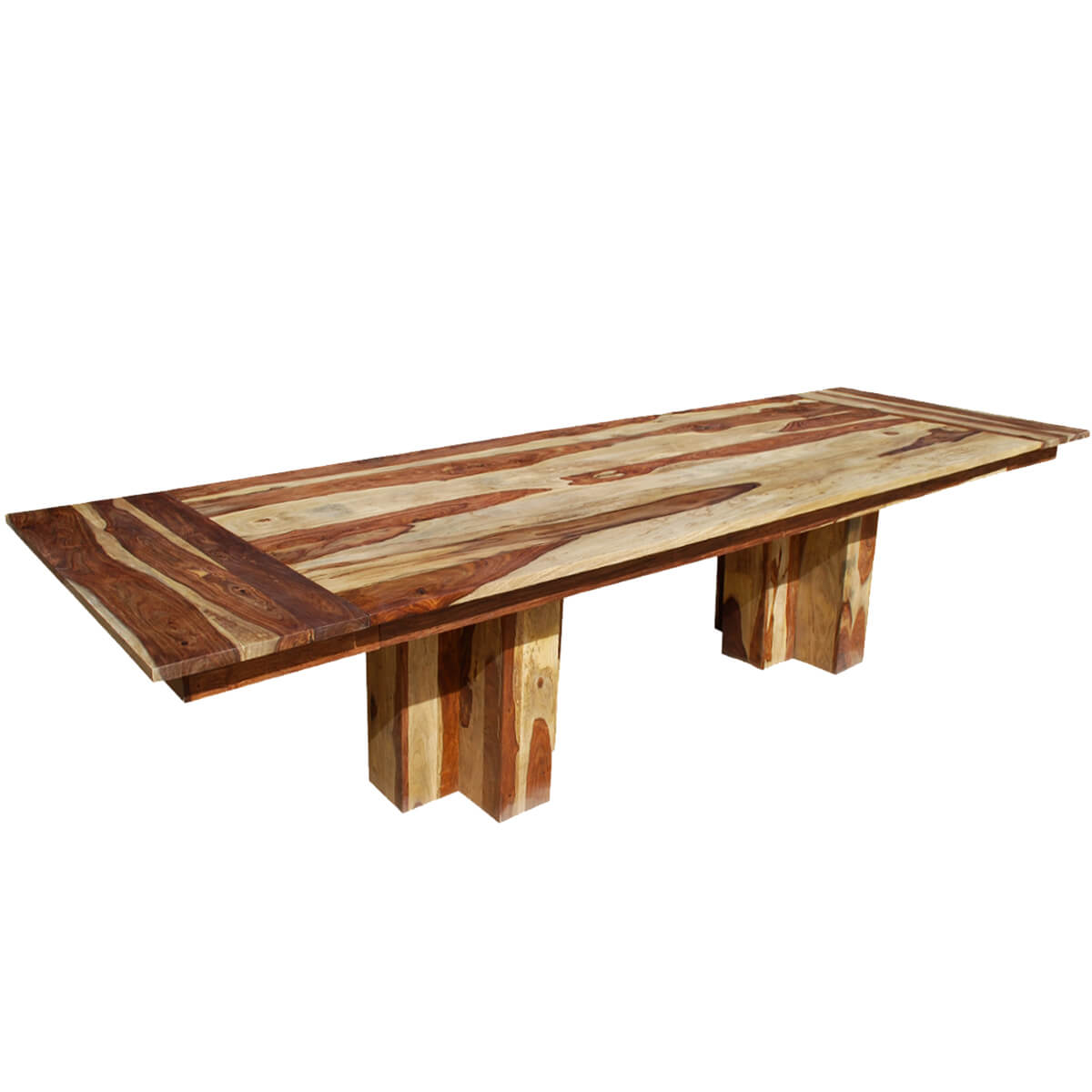 Dallas Solid Wood Double Pedestal Dining Table w Extensions