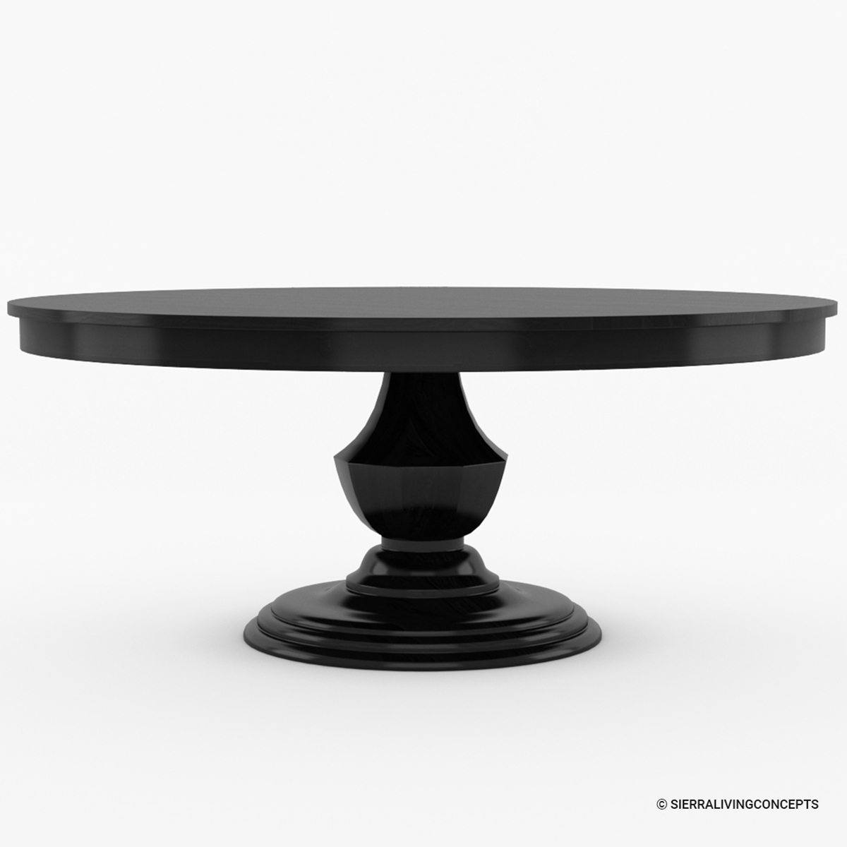 Novara Solid Wood Pedestal Black Round Dining Table
