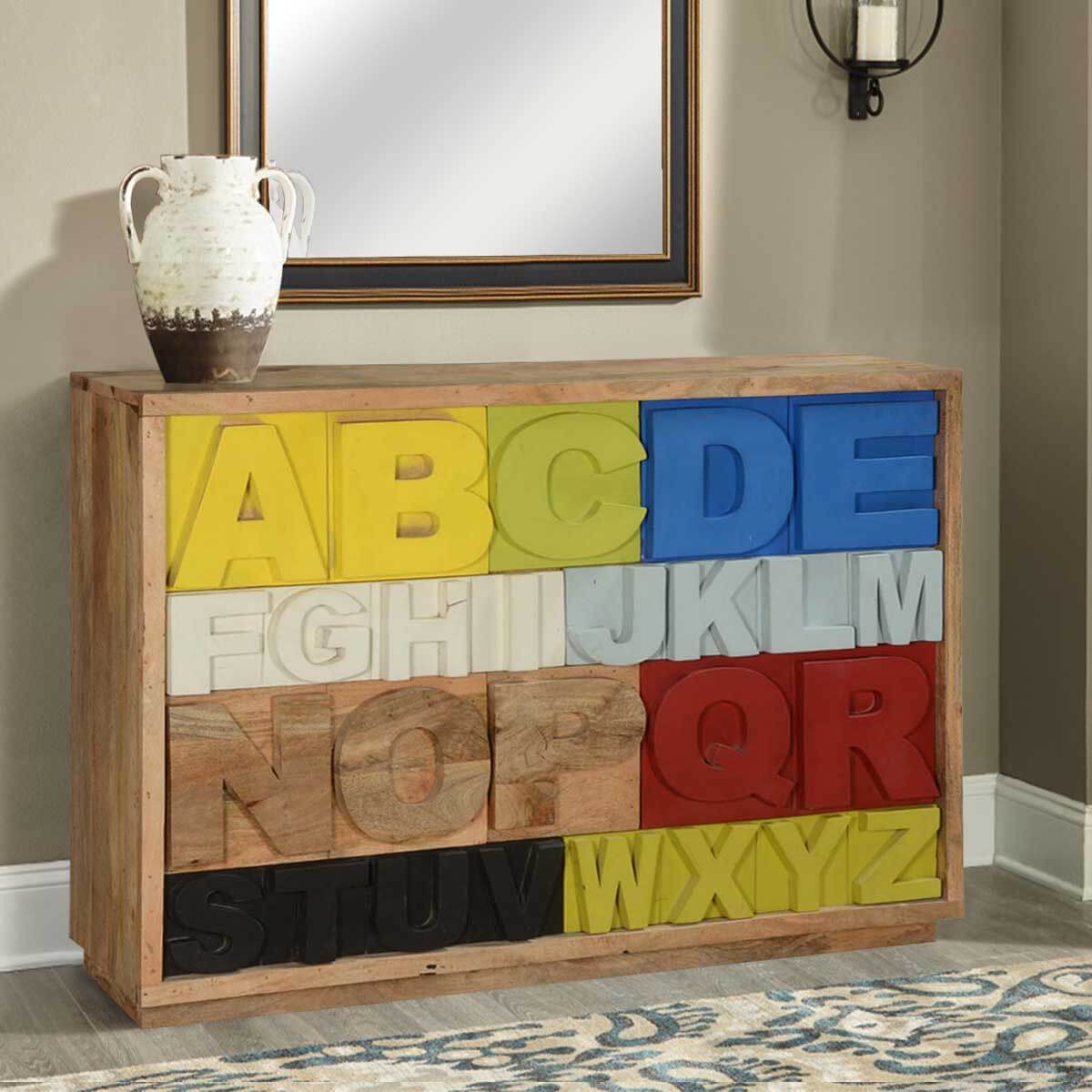 Primary Alphabet Mango Wood Multicolor 10 Drawer Chest