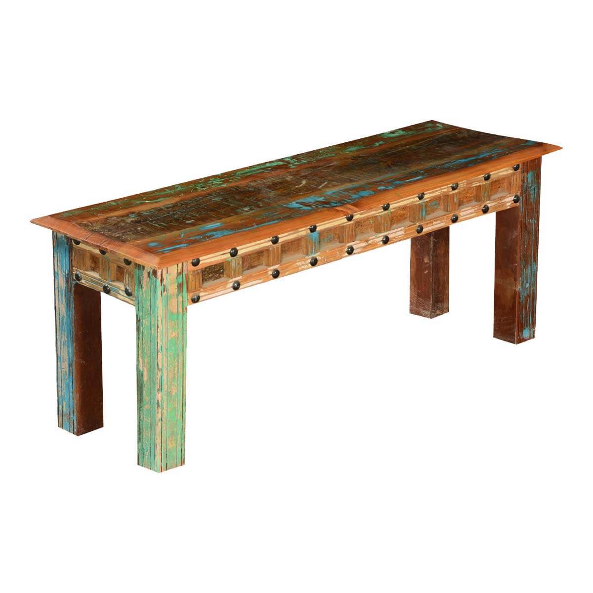 Gothic Rustic Rainbow Reclaimed Wood Dining Bench