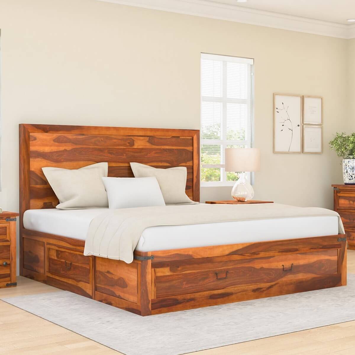 Claremont Classic Shaker Solid Wood Platform Storage Bed Frame
