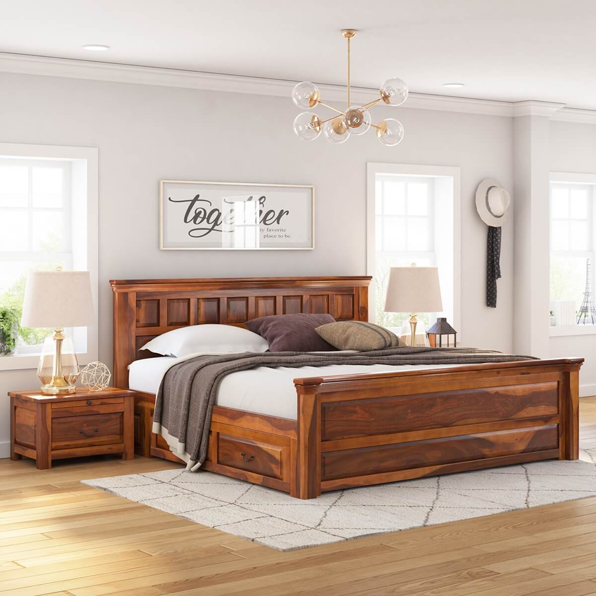 Simply Tudor Rustic Solid Wood Platform Storage Bed Frame