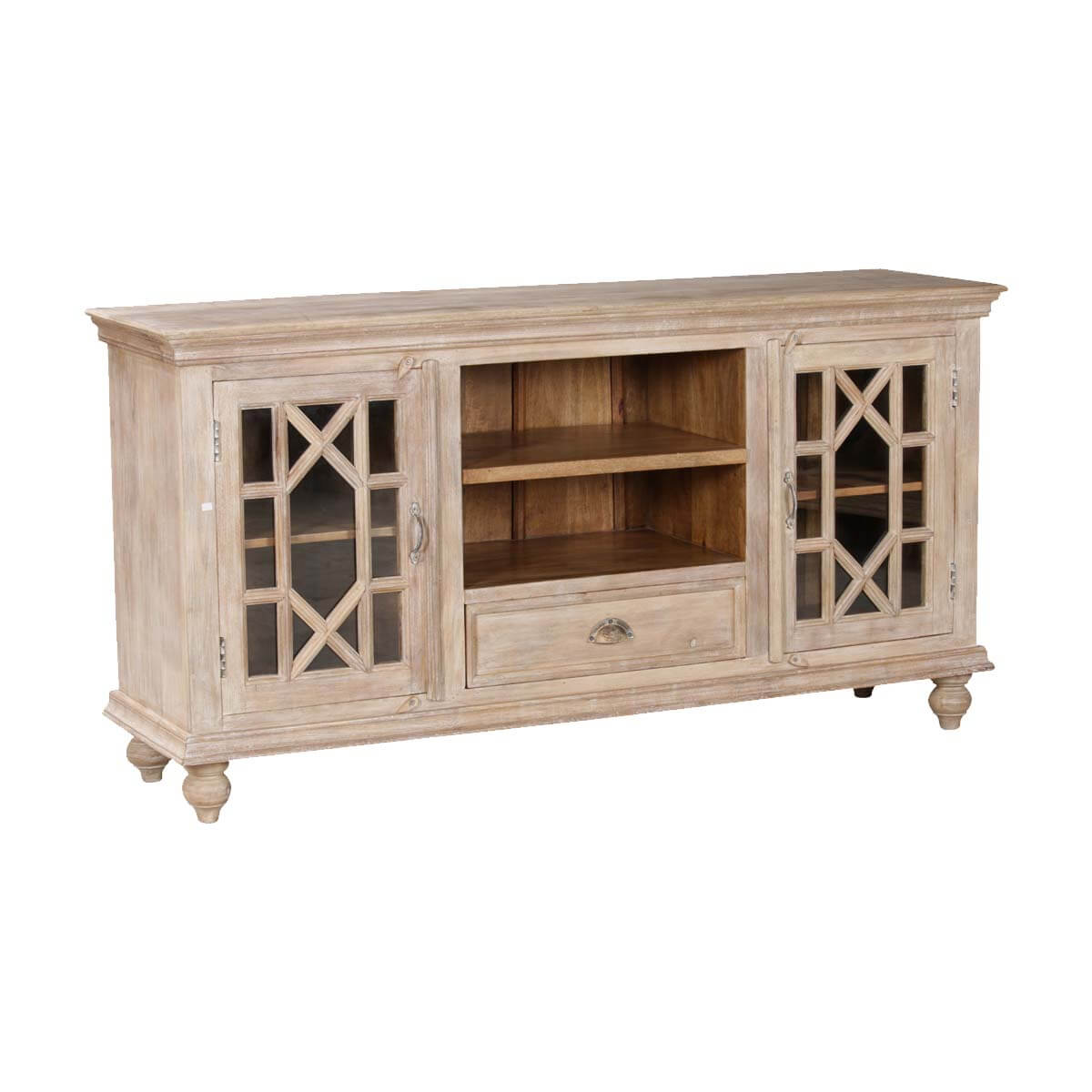 La Rochelle Ornate Grille Solid Wood Media Cabinet