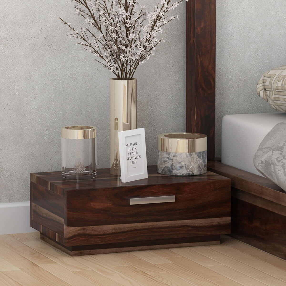 Hampshire Contemporary Solid Wood Nightstand w Drawer