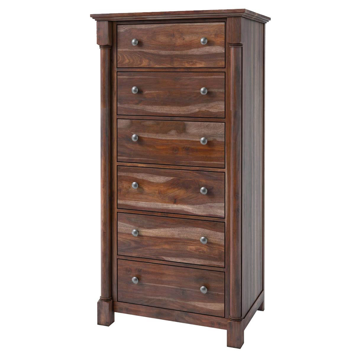 Pioneer Transitional Solid Wood 6 Drawer Bedroom Tall Dresser