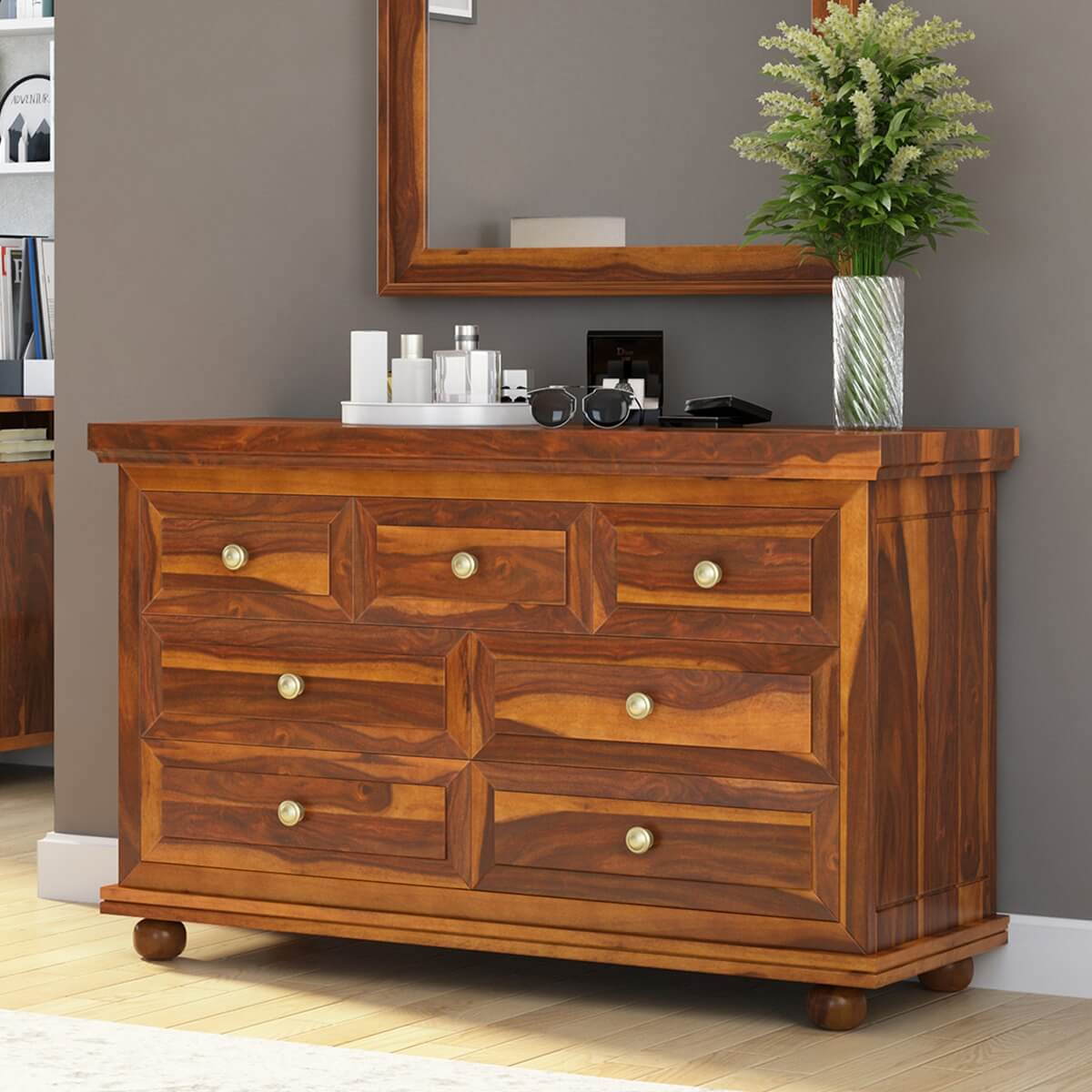 Pecos Solid Wood 7 Drawer Bedroom Dresser Chest