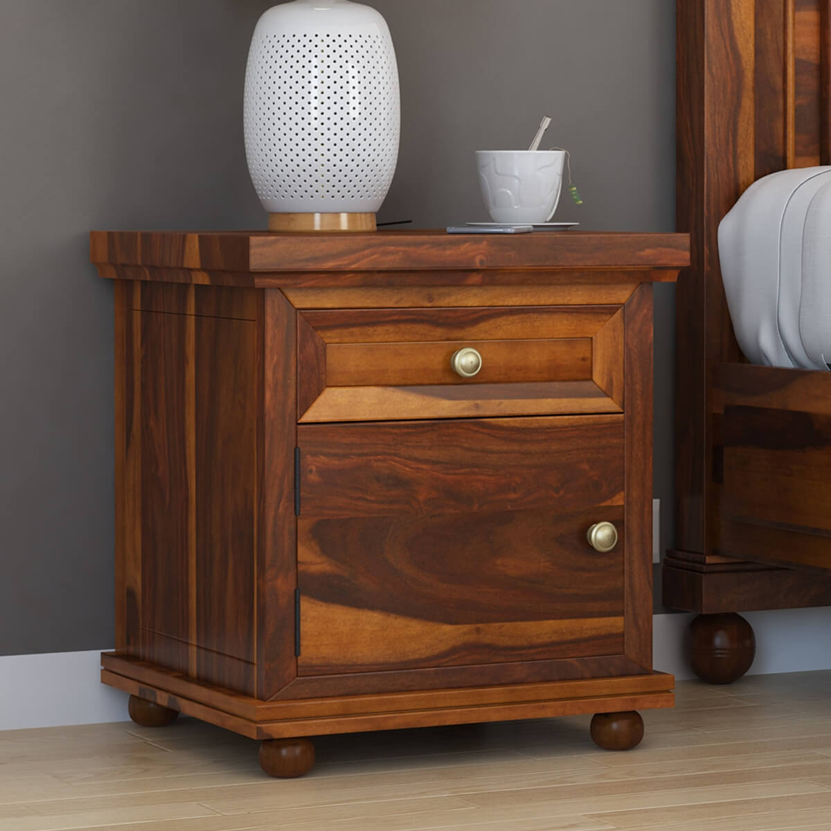 Pecos Solid Wood 1 Drawer Nightstand Cabinet
