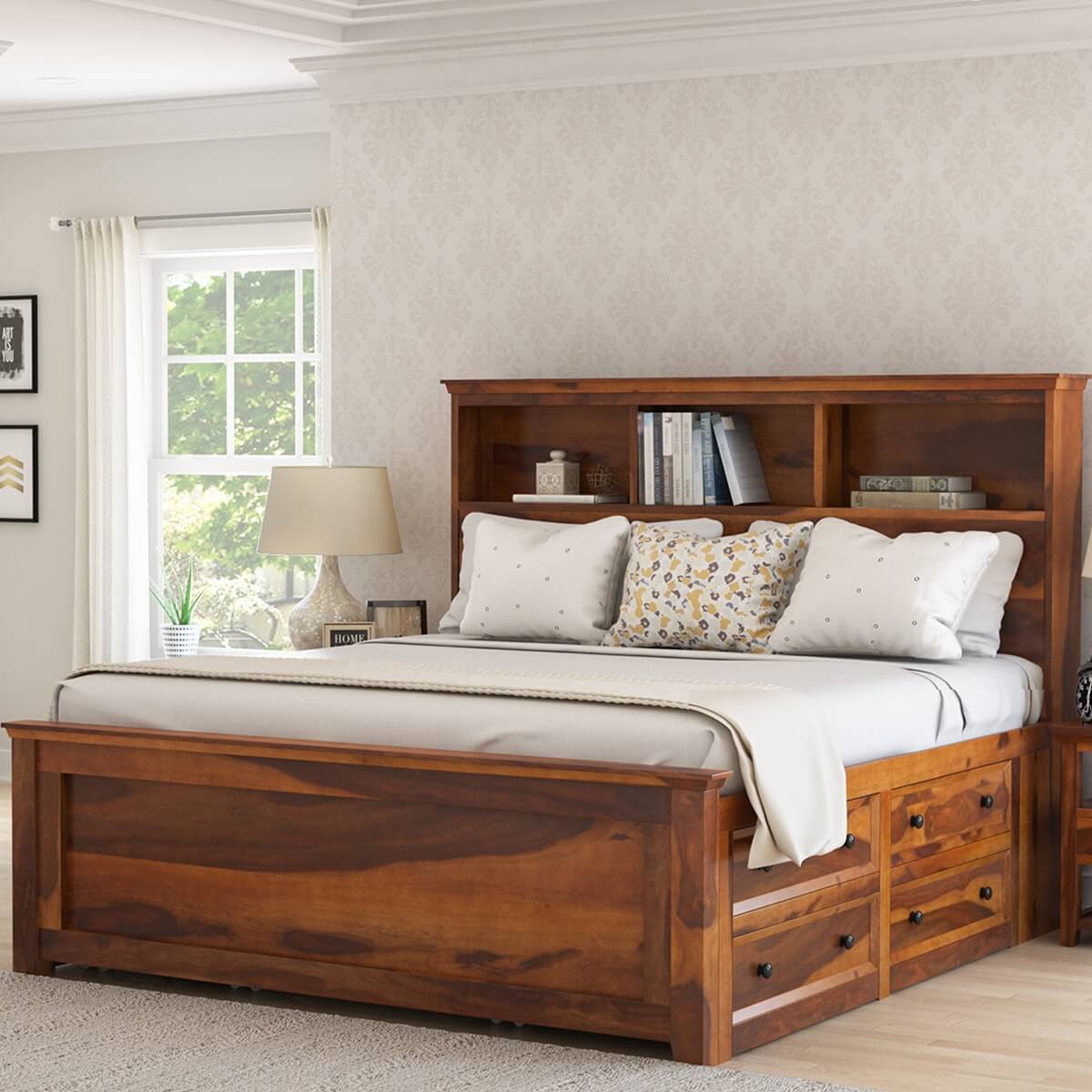 Mission Modern Rustic Solid Wood Platform Storage Bed