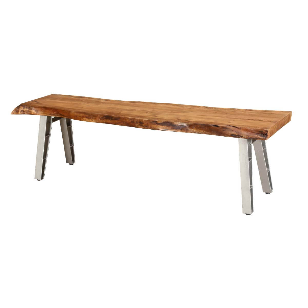 Madrid Live Edge Wooden Bench with Iron Legs