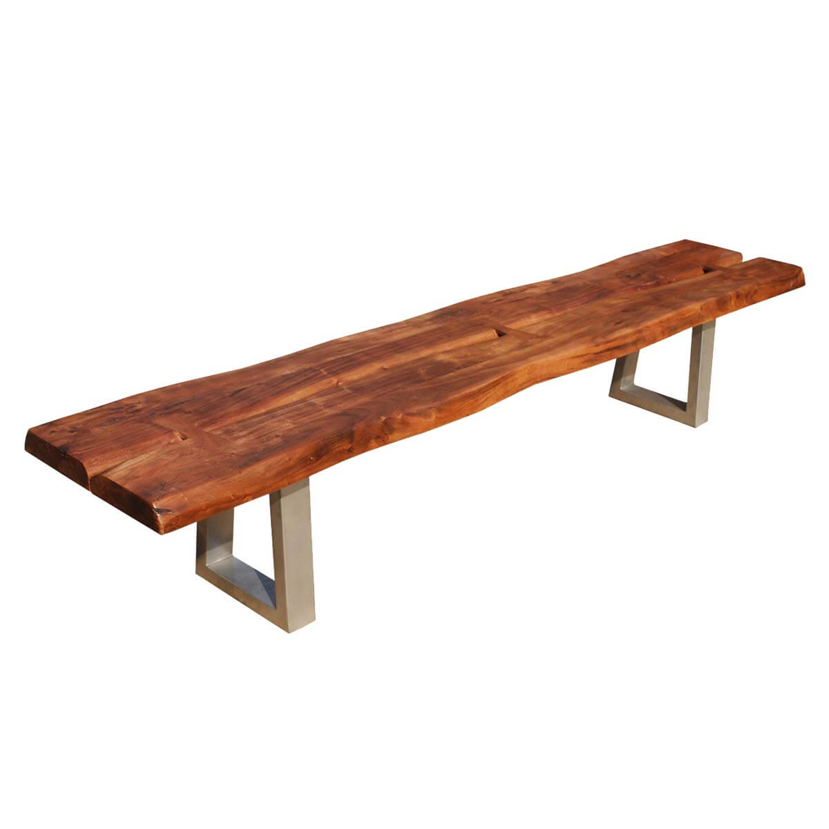 Belfort Live Edge Acacia Wood & Iron Long Backless Bench