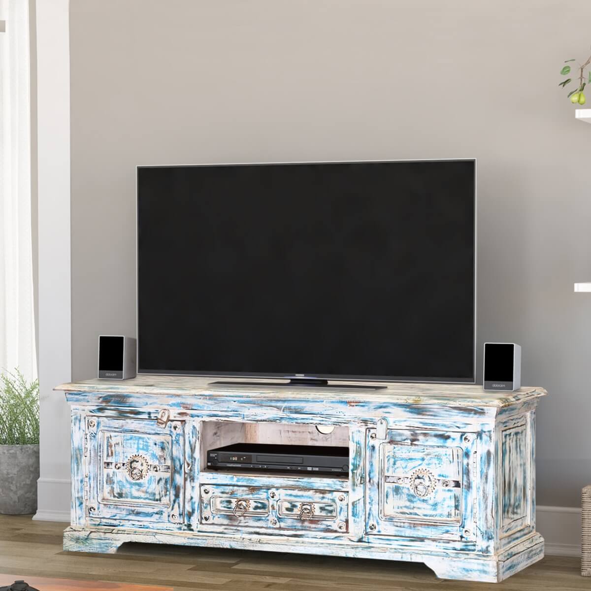 Volente Rustic Reclaimed Wood 55 Inch Long TV Stand Media Console