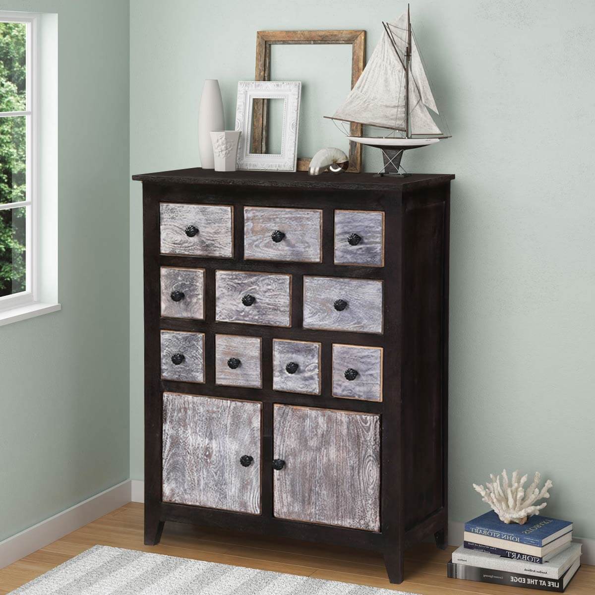 Collectors Classic Mango Wood 10 Drawer Rustic Combo Dresser