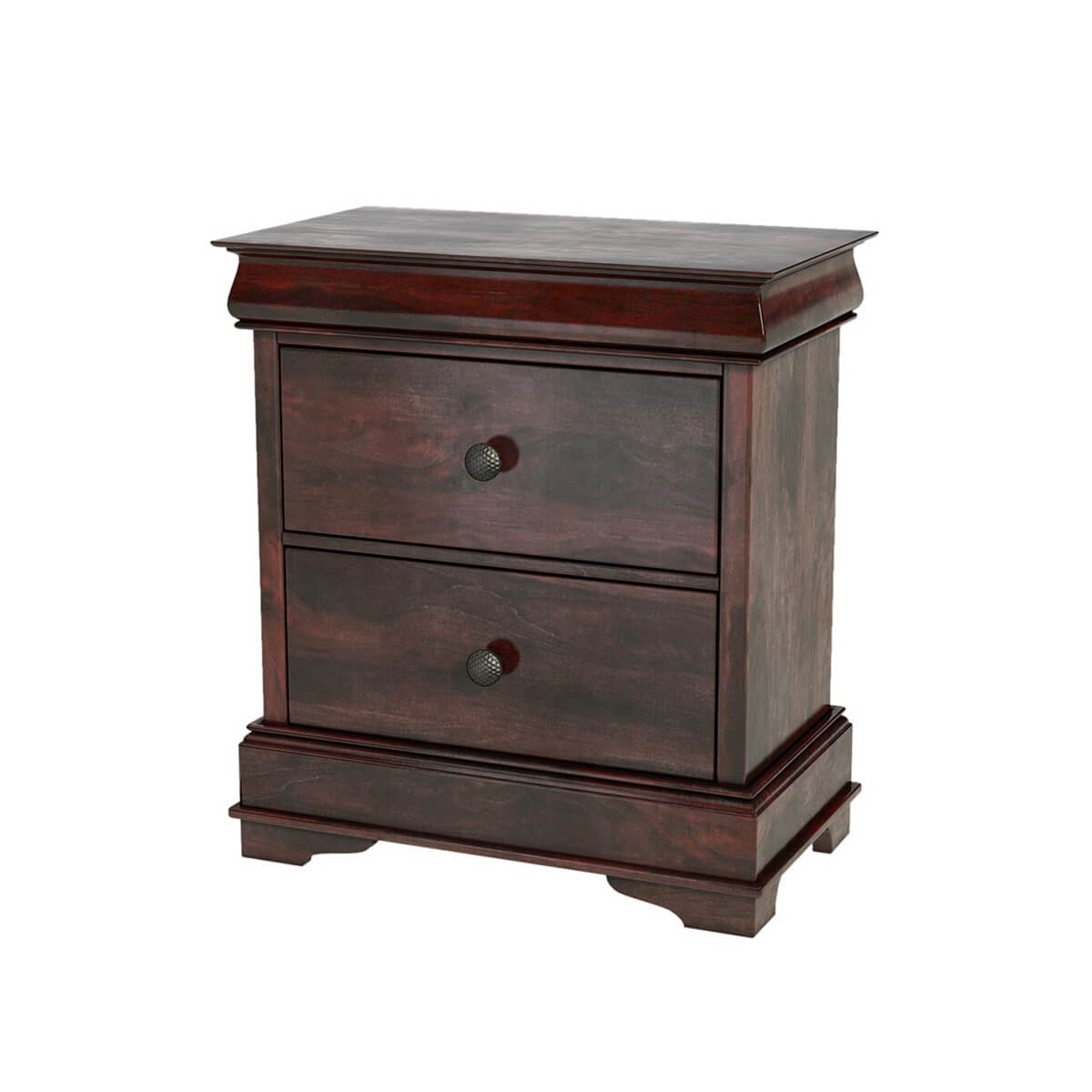Classic Sleigh Solid Wood Nightstand with Two Drawers