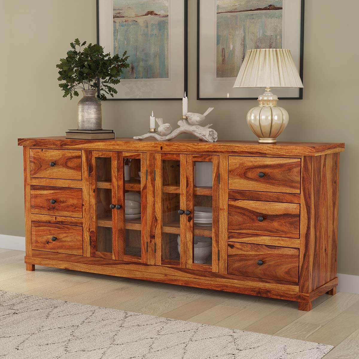 Idaho Solid Wood Modern Rustic Sideboard Cabinet with Drawer