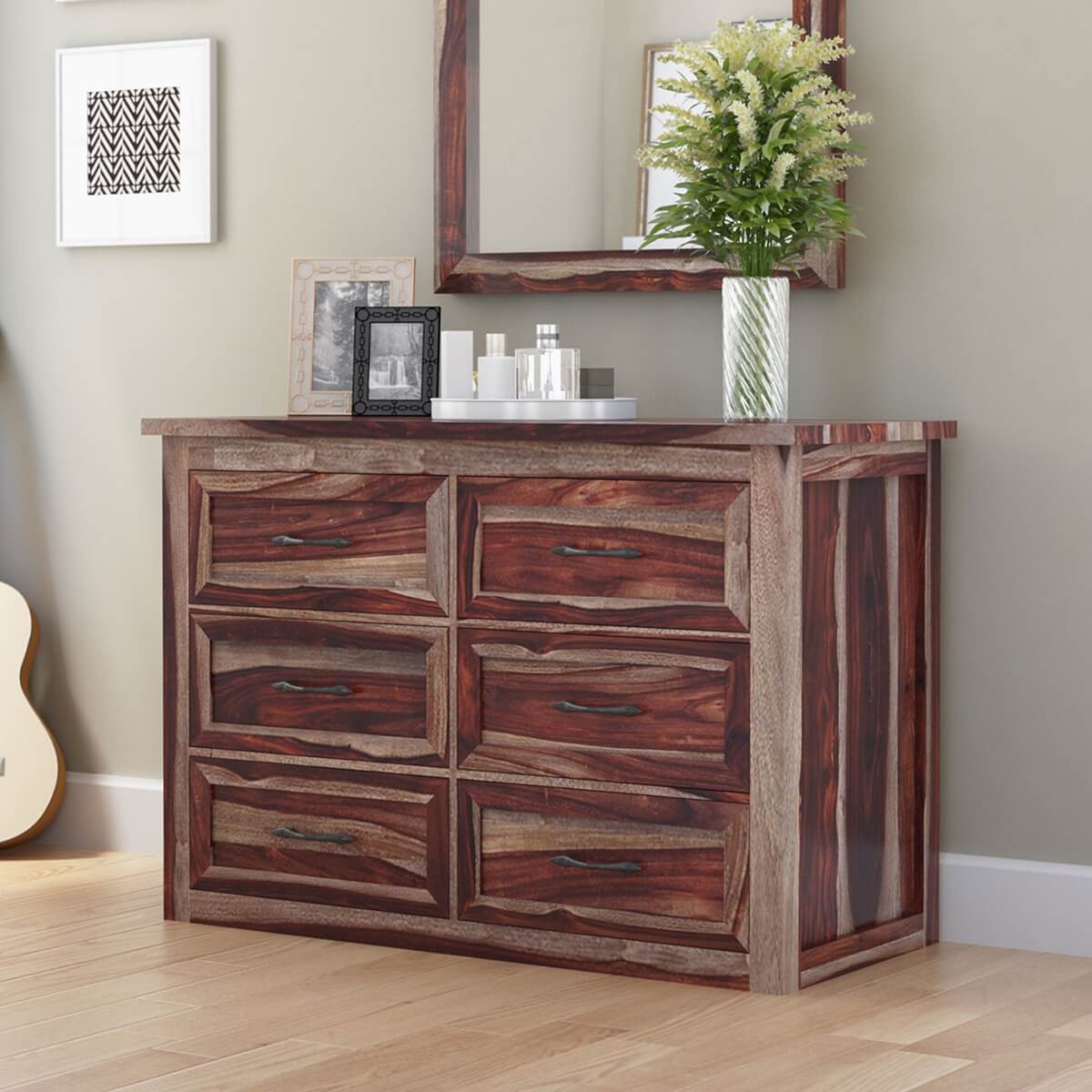 Jamaica Modern Solid Wood Bedroom Dresser Chest With 6 Drawers
