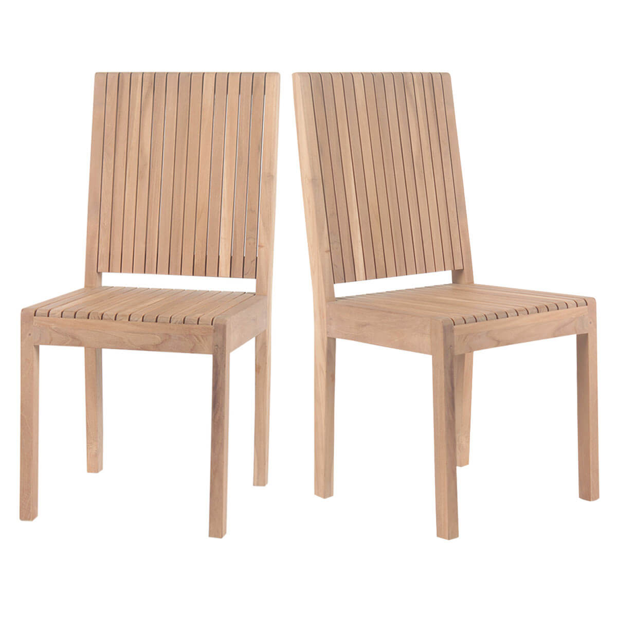 Ottoville Teak Slatted Dining Chair Set of 2