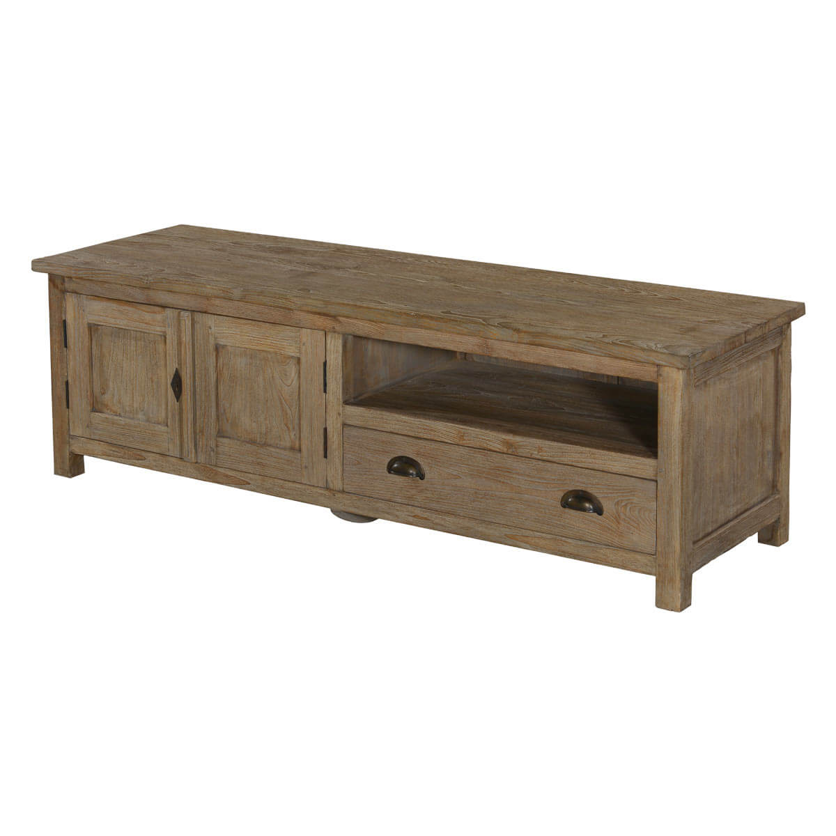 Miami Sleek Handcrafted Teak Wood 1 Drawer TV Media Console