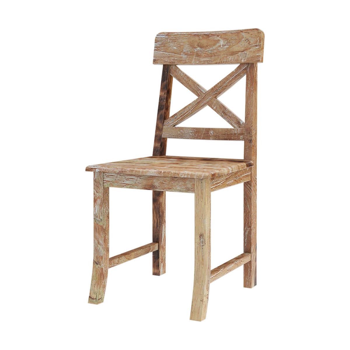 Britain Rustic Teak Wood Dining Chair with X Shaped Dining Chair