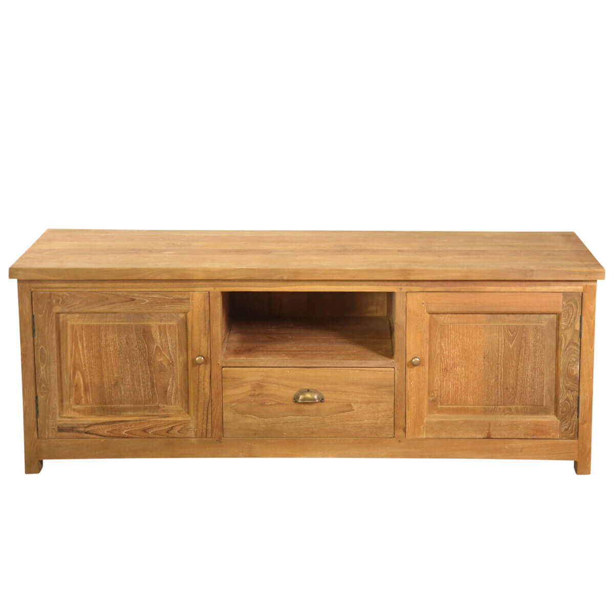Marjorie Solid Teak Wood 2 Cabinet and 1 Drawer TV Stand